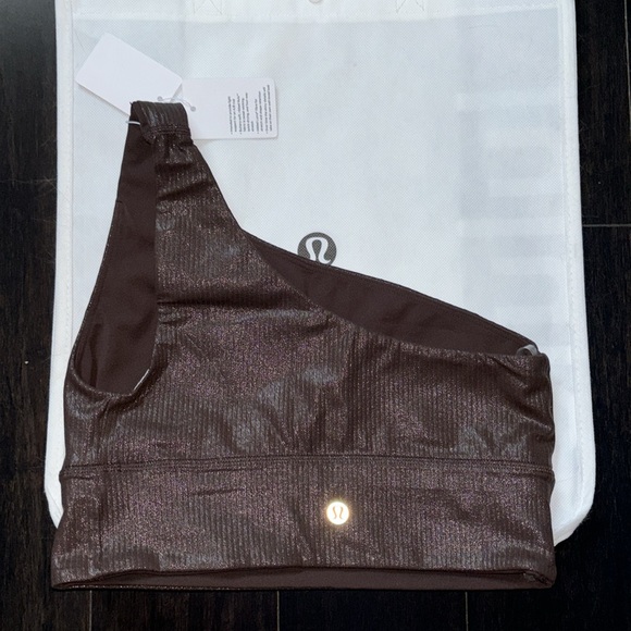 LULULEMON ALIGN ASYMMETRICAL RIBBED BRA *SHINE IN ESPRESSO SZ 6 NWT - Picture 2 of 8